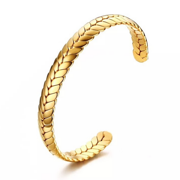 Gold and Silver Braided Steel Cuff Bracelets for Women and Girls