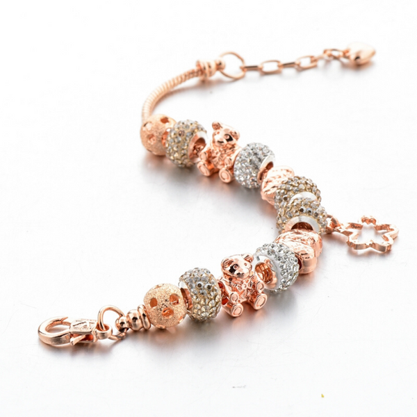 Rose Gold Leaf Charm Bracelet for Women and Girls