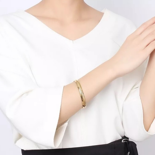 Gold and Silver Braided Steel Cuff Bracelets for Women and Girls