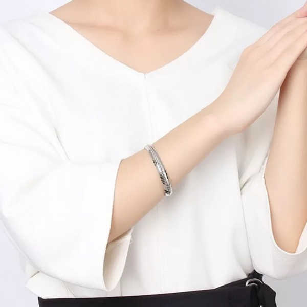 Gold and Silver Braided Steel Cuff Bracelets for Women and Girls