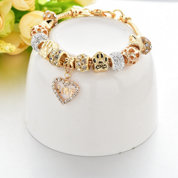 Mom's Heart Gold Charm Bracelet for Women and Girls