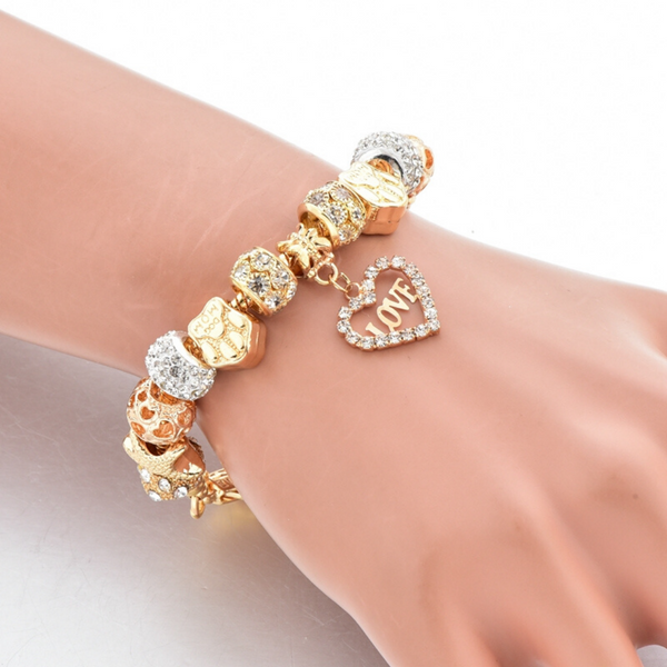 Mom's Heart Gold Charm Bracelet for Women and Girls