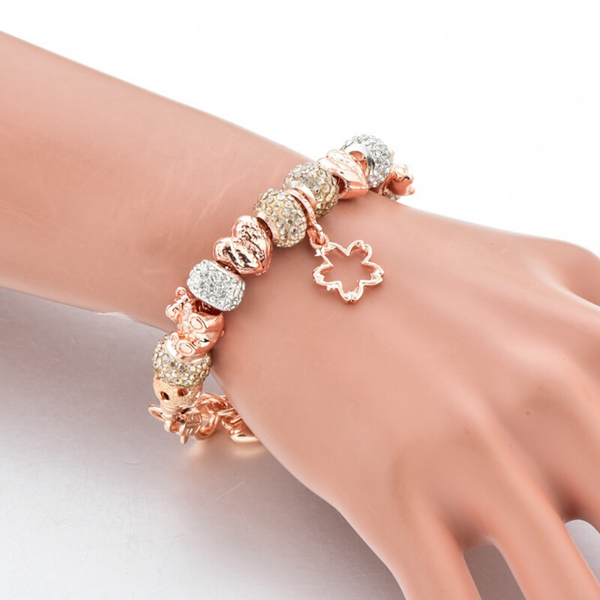 Rose Gold Leaf Charm Bracelet for Women and Girls