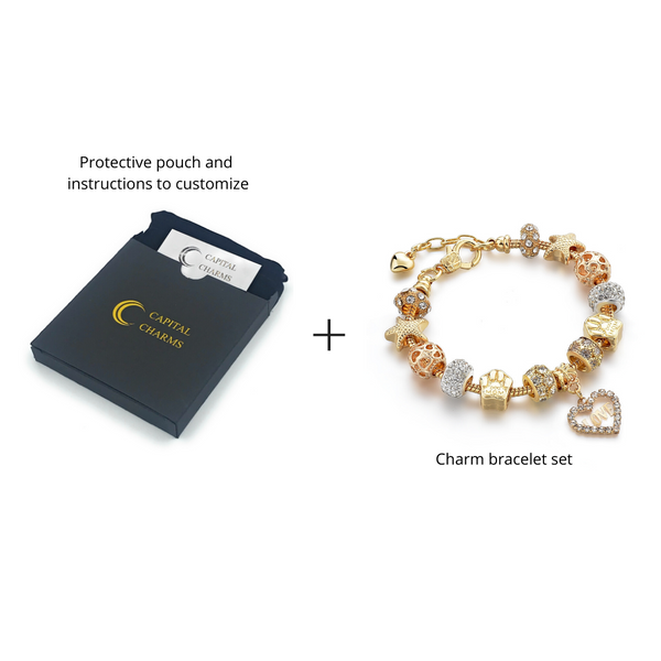 Mom's Heart Gold Charm Bracelet for Women and Girls