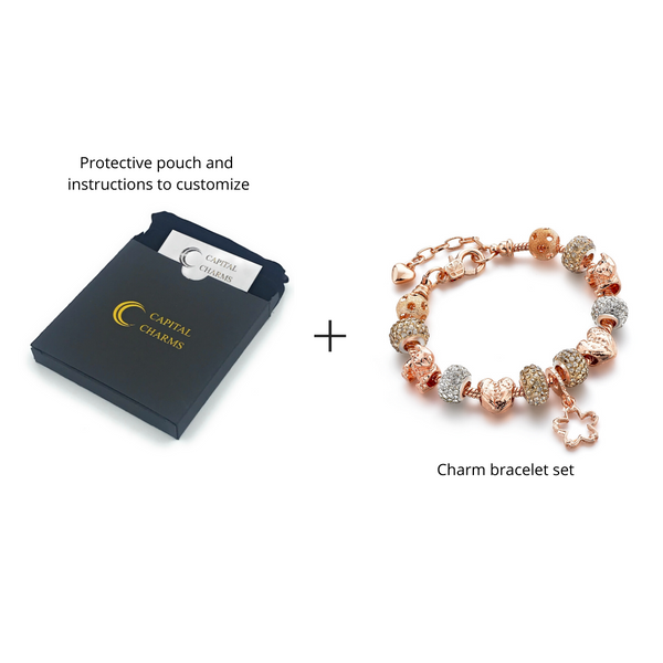 Rose Gold Leaf Charm Bracelet for Women and Girls