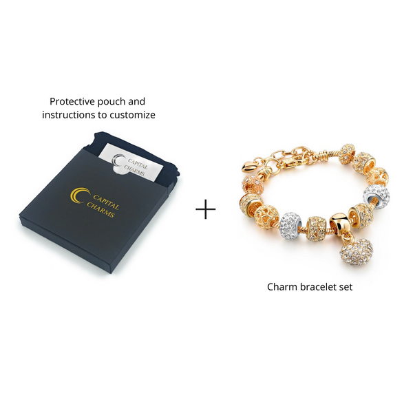 Crystal Heart of Gold Plated Charm Bracelets for Women and Girls