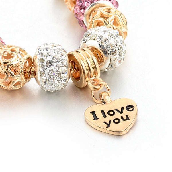 PS I Love You Gold Charm Bracelet for Women and Girls