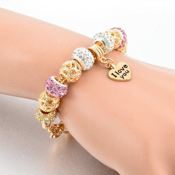 PS I Love You Gold Charm Bracelet for Women and Girls