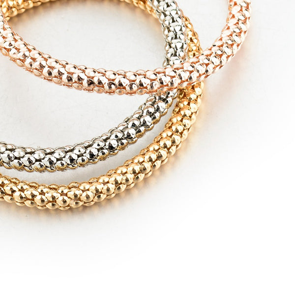 Tree of Life Three in One Charm Bracelet Set with Stretch Popcorn Chain