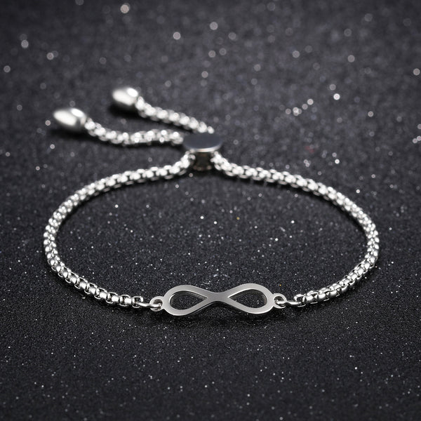 Infinity Slider Bracelet with Box Chain Design (Silver/Rose Gold/Gold)