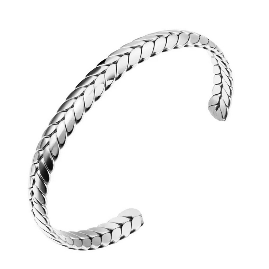 Gold and Silver Braided Steel Cuff Bracelets for Women and Girls