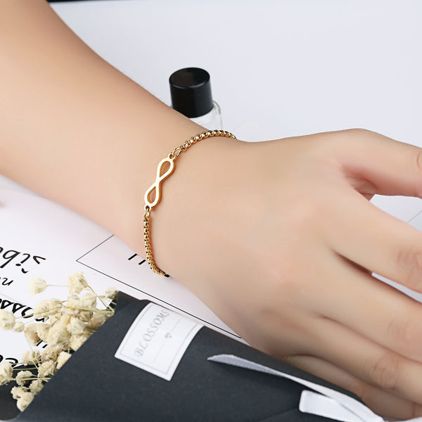 Infinity Slider Bracelet with Box Chain Design (Silver/Rose Gold/Gold)