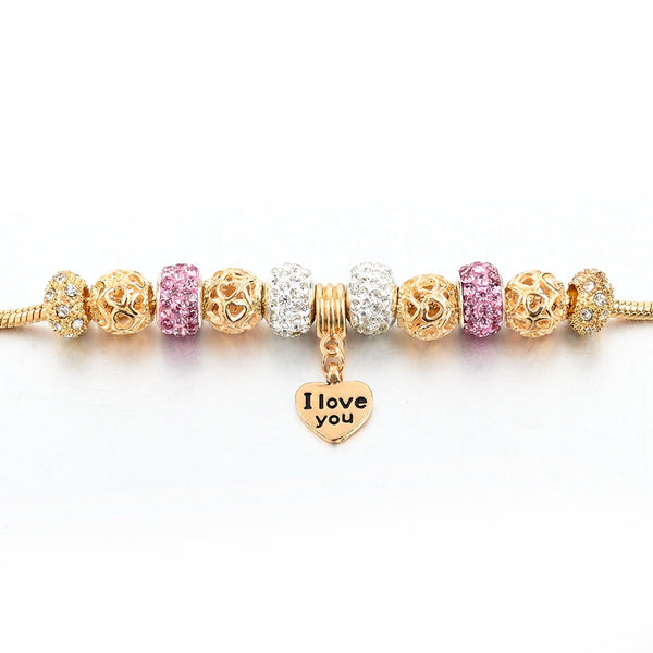 PS I Love You Gold Charm Bracelet for Women and Girls