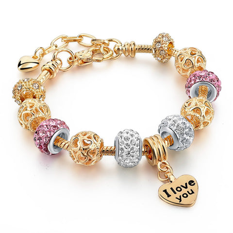 PS I Love You Gold Charm Bracelet for Women and Girls